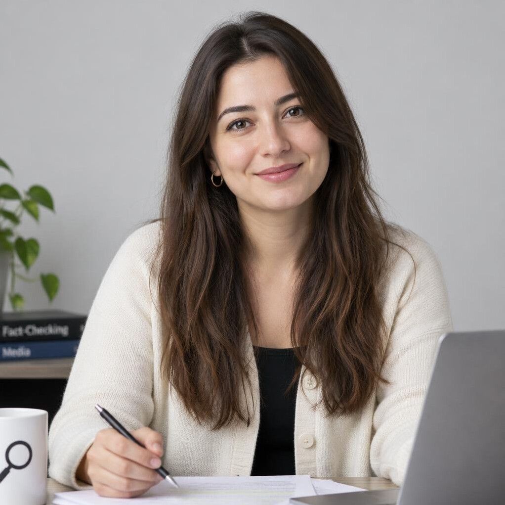 Portrait of a Turkish woman fact-checking editor